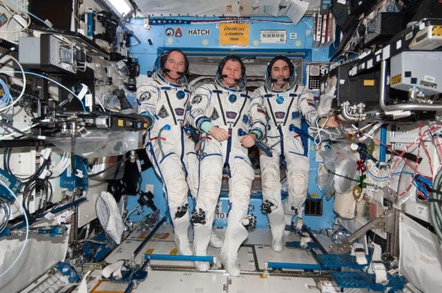 Ford, Novitskiy, and Tarelkin in the U.S. Laboratory