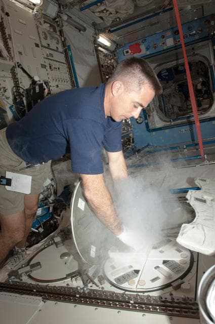NASA image: Cassidy works with MELFI1 in Kibo