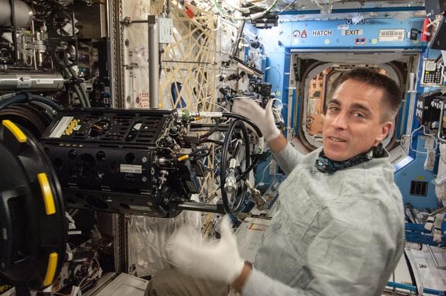 NASA image: Cassidy conducts MDCA Fuel Reservoir Remove and Replace OPS