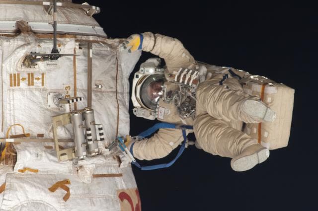 NASA image: Romanenko during Russian EVA 32