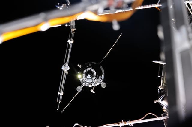 NASA image: Progress 419 docking mechanism out of SM Window 26.