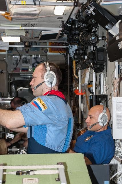 NASA image: Misurkin  and Parmitano in Service Module