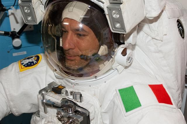 NASA image: Parmitano in in Airlock preparing for EVA