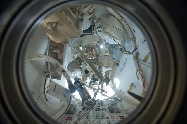 NASA image: Photos taken inside ISS during EVA day