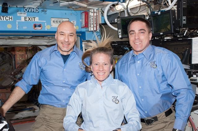 NASA image: Expedition 36 crew in U.S. Lab