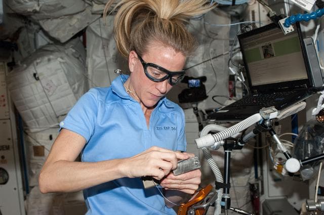 NASA image: Nyberg works with snubber cap