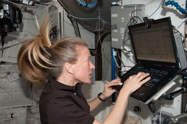 NASA image: Nyberg with computer