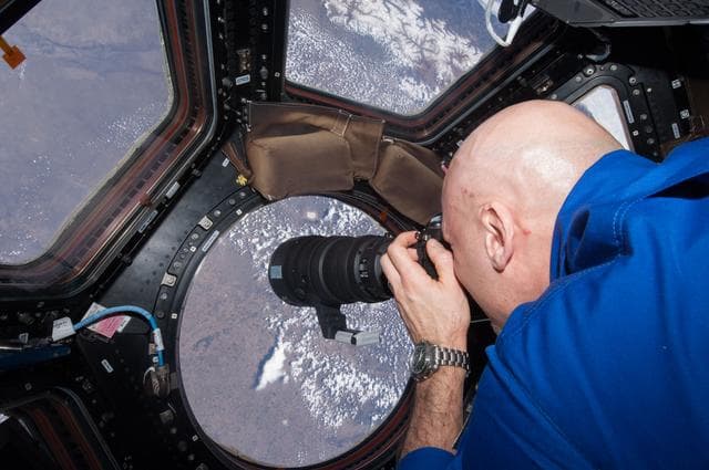 NASA image: Parmitano with camera in Cupola