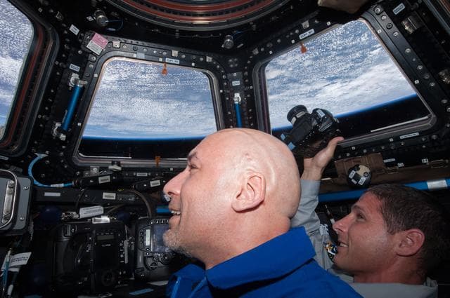 NASA image: Parmitano and Hopkins in Cupola