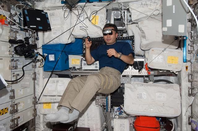 NASA image: Wakata during Reversible Figures Experiment