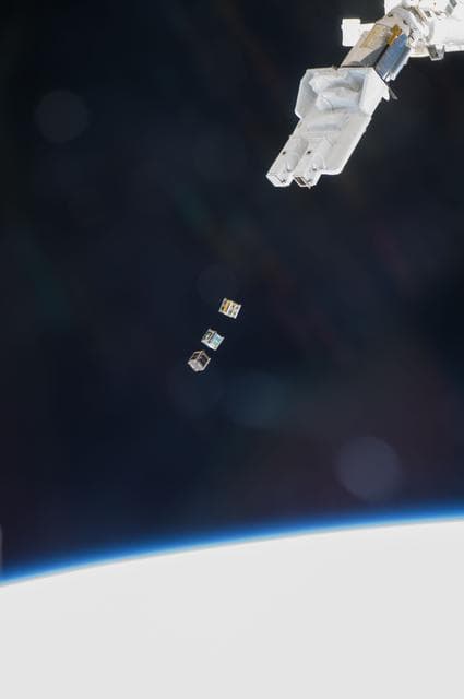 NASA image: Small Cube Satellite Deploy