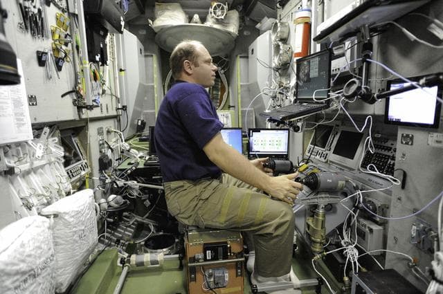NASA image: Kotov practices the manual docking techniques with the TORU