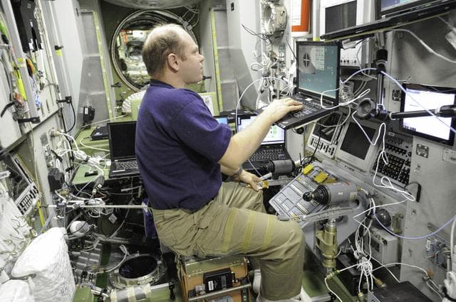 NASA image: Kotov practices the manual docking techniques with the TORU