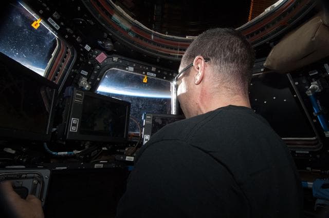 NASA image: Hopkins at Robotic Workstation