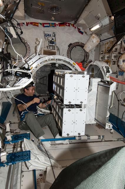 NASA image: Wakata during SSOD installation