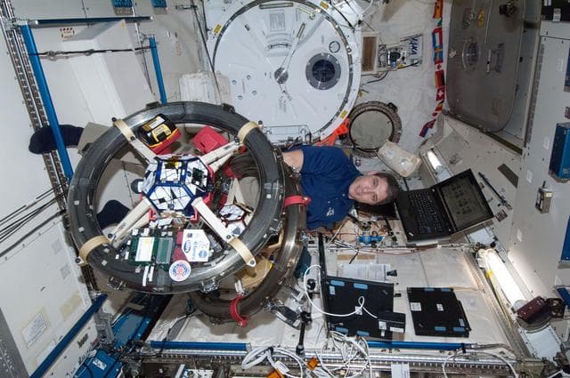 NASA image: Hopkins works with SPHERES-Rings Experiment