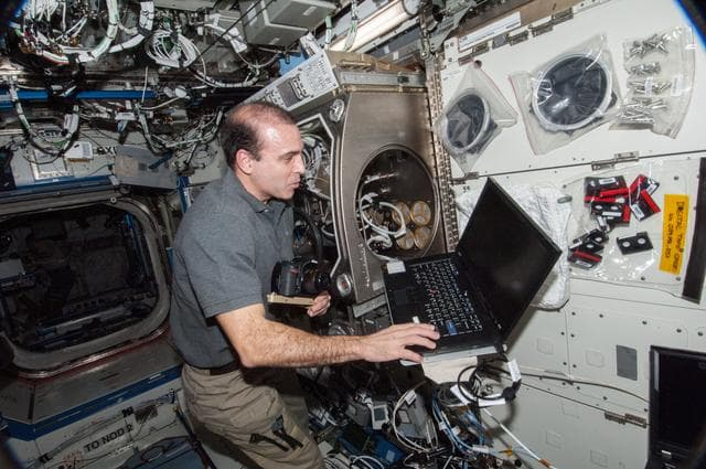NASA image: Mastracchio during BASS II Setup