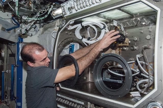 NASA image: Mastracchio during BASS II Setup