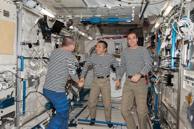 NASA image: Expedition 38 Crewmembers during Transfer of Command Ceremony