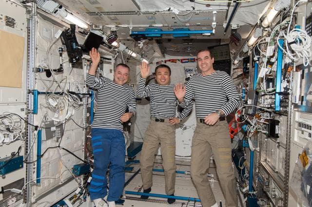 NASA image: Expedition 38 Crewmembers during Transfer of Command Ceremony