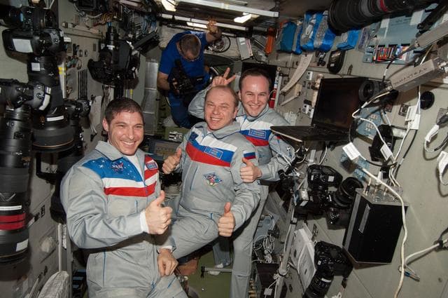 NASA image: Expedition 38 crewmembers in the SM