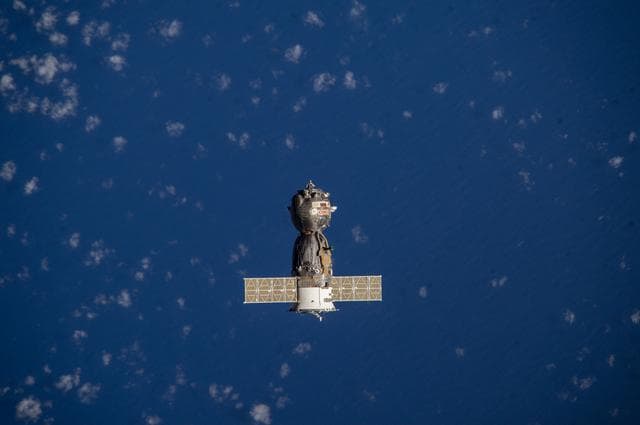 NASA image: The Soyuz TMA-10M Spacecraft departs the ISS