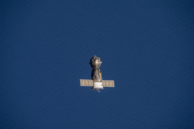 NASA image: The Soyuz TMA-10M Spacecraft departs the ISS