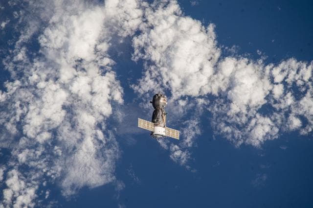 NASA image: The Soyuz TMA-10M Spacecraft departs the ISS