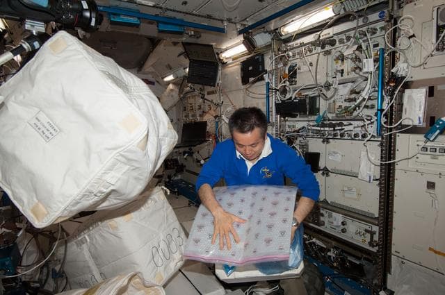 NASA image: Wakata works with Stowage in Kibo