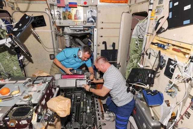 NASA image: Skvortsov and Artemyen conduct IFM on BD-2 Treadmill
