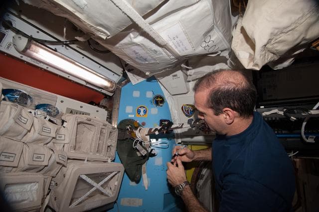 NASA image: Mastracchio signs Mission Patch in A/L
