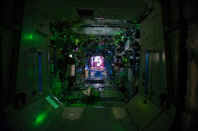 NASA image: View down length of U.S. Lab