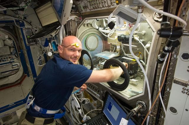 NASA image: Gerst with MSG during BASS session