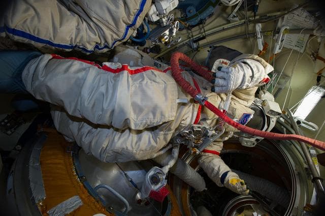 NASA image: Russian ORLAN space suits ready for EVA 52