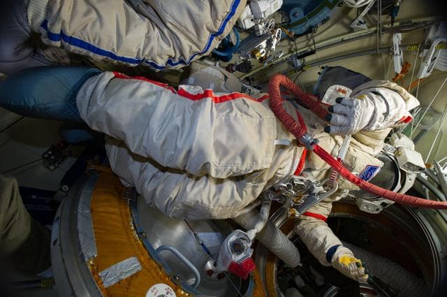 NASA image: Russian ORLAN space suits ready for EVA 53