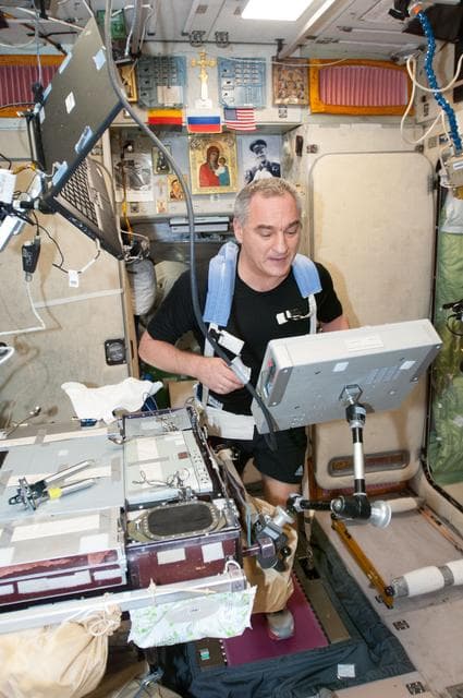 NASA image: Skvortsov on TVIS in Service Module