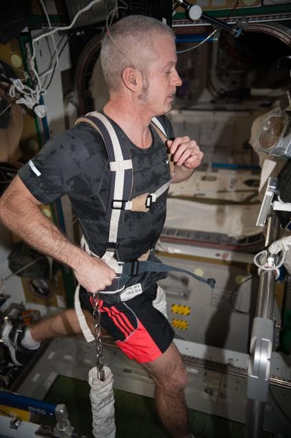 NASA image: Swanson exercises on COLBERT in Node 3