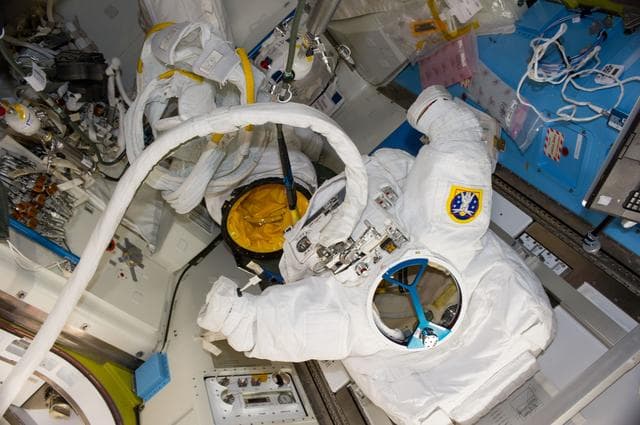NASA image: EMU in airlock