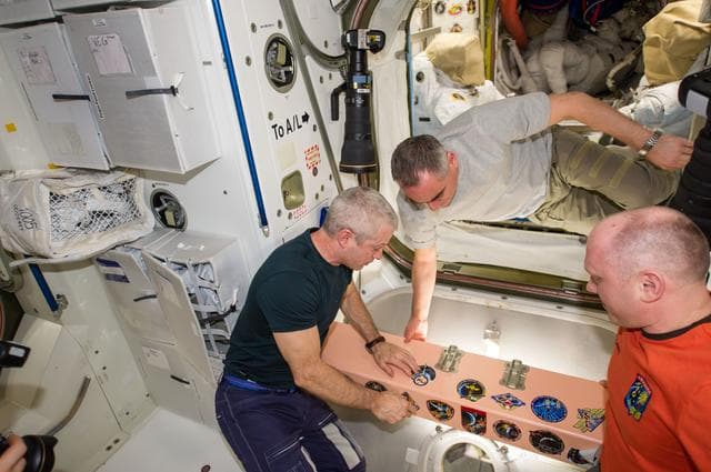 NASA image: Expedition 40 patch added to Node 1
