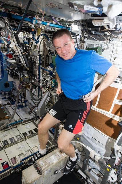 NASA image: Virts on ergometer in U.S. Lab