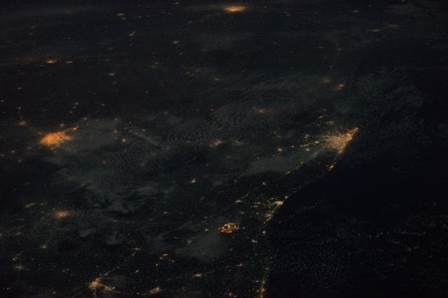 NASA image: GMT007_09_33_Terry Virts_India Maldives night zoom chennai colum