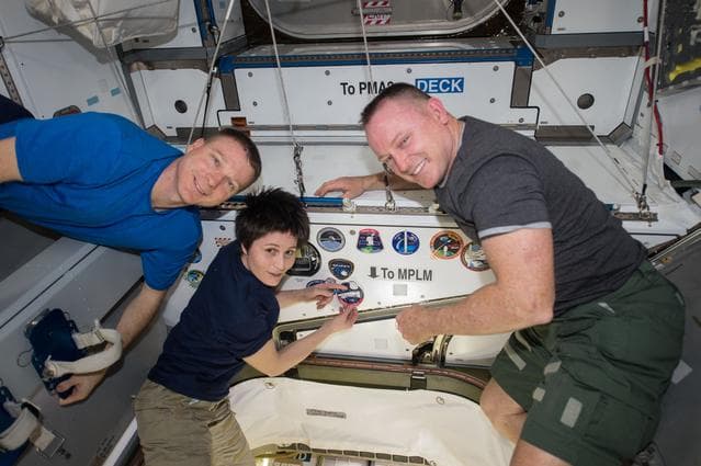 NASA image: Wilmore, Cristoforetti and Virts install patch in Node 2