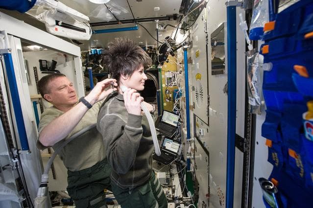 NASA image: Hair cuttime on ISS