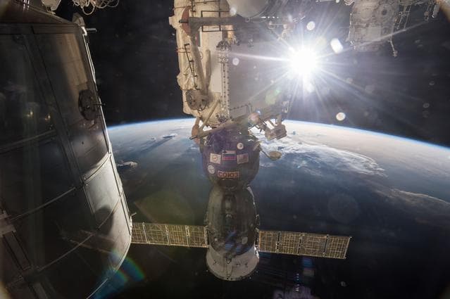 NASA image: Soyuz TMA-15M vehicle at dusk
