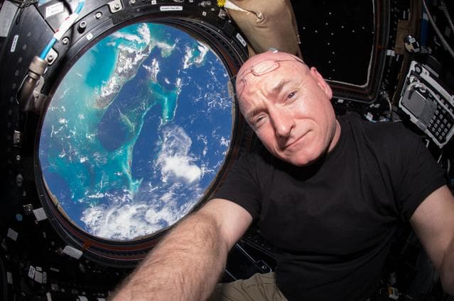 NASA image: Kelly in the Cupola Module 