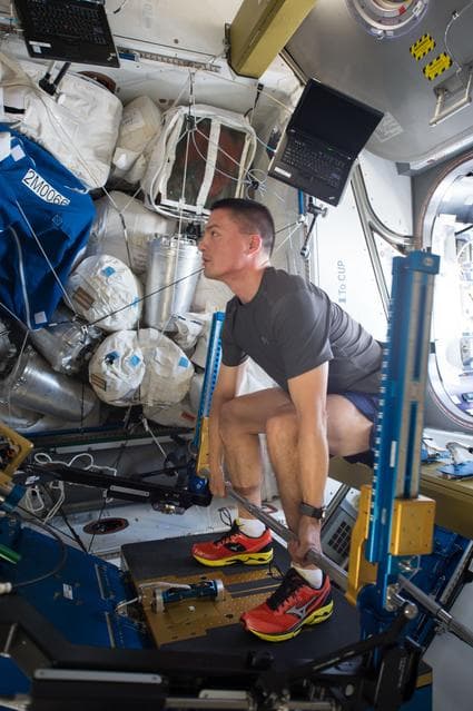 NASA image: Lindgren exercises in Node 3 module