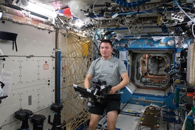 NASA image: Lindgren during Twins Study Experiment Setup