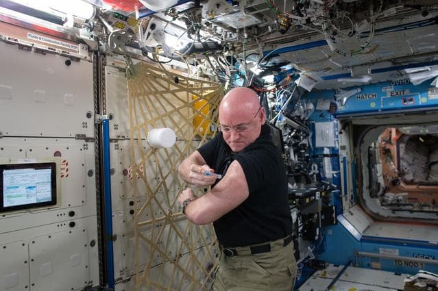NASA image: Kelly during Twins Study Experiment Operations