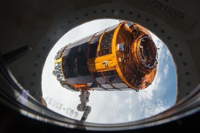 NASA image: Unberthed HTV-5 grappled by SSRMS