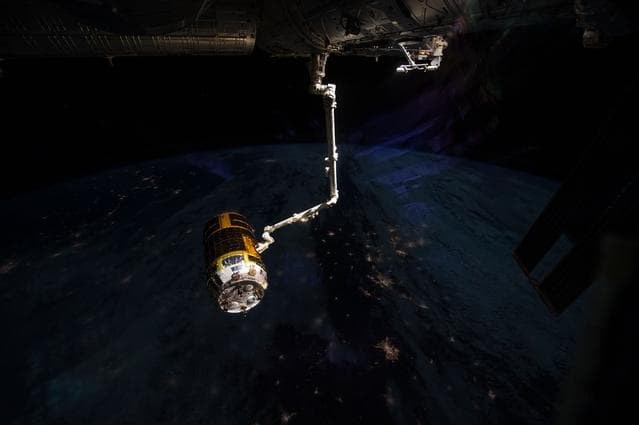 NASA image: Unberthed HTV-5 grappled by SSRMS